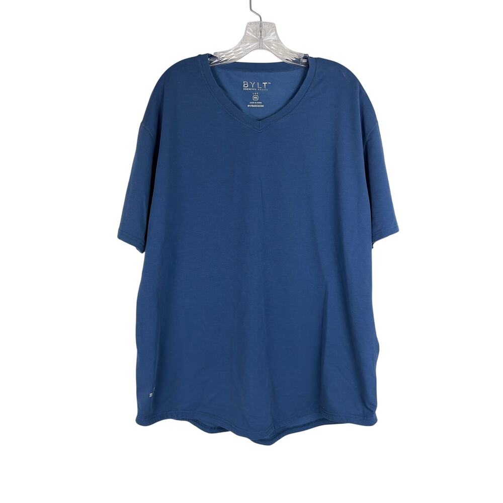 BYLT Premium Basics Men Lux Blue Drop Cut V Neck T Shirt XXL 2XL